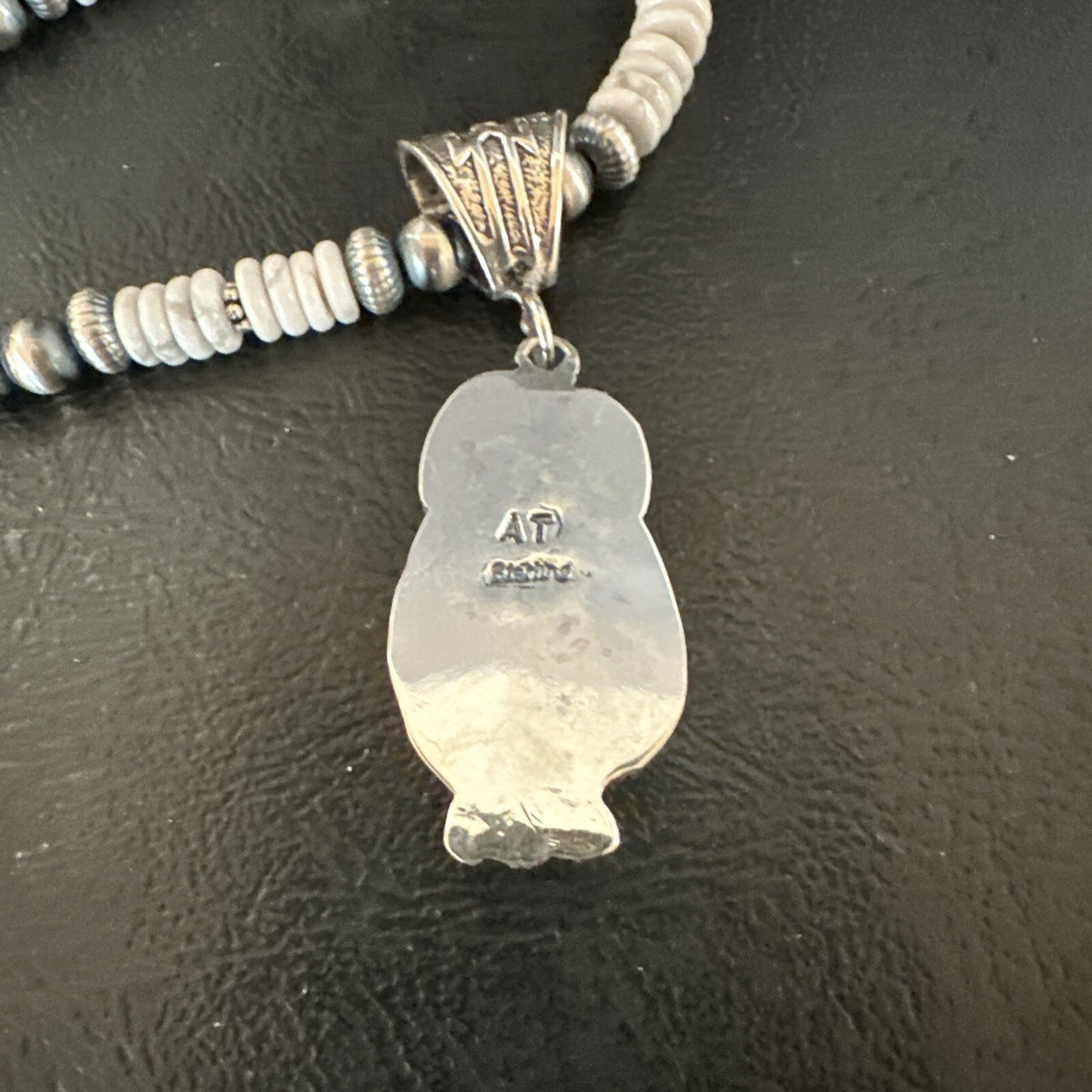 Men Women White Buffalo Turquoise Pendant Navajo Sterling Silver Necklace 17718