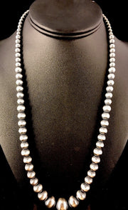Navajo Graduated Bead Necklace 20" | Sterling Silver | Authentic Native American Handmade