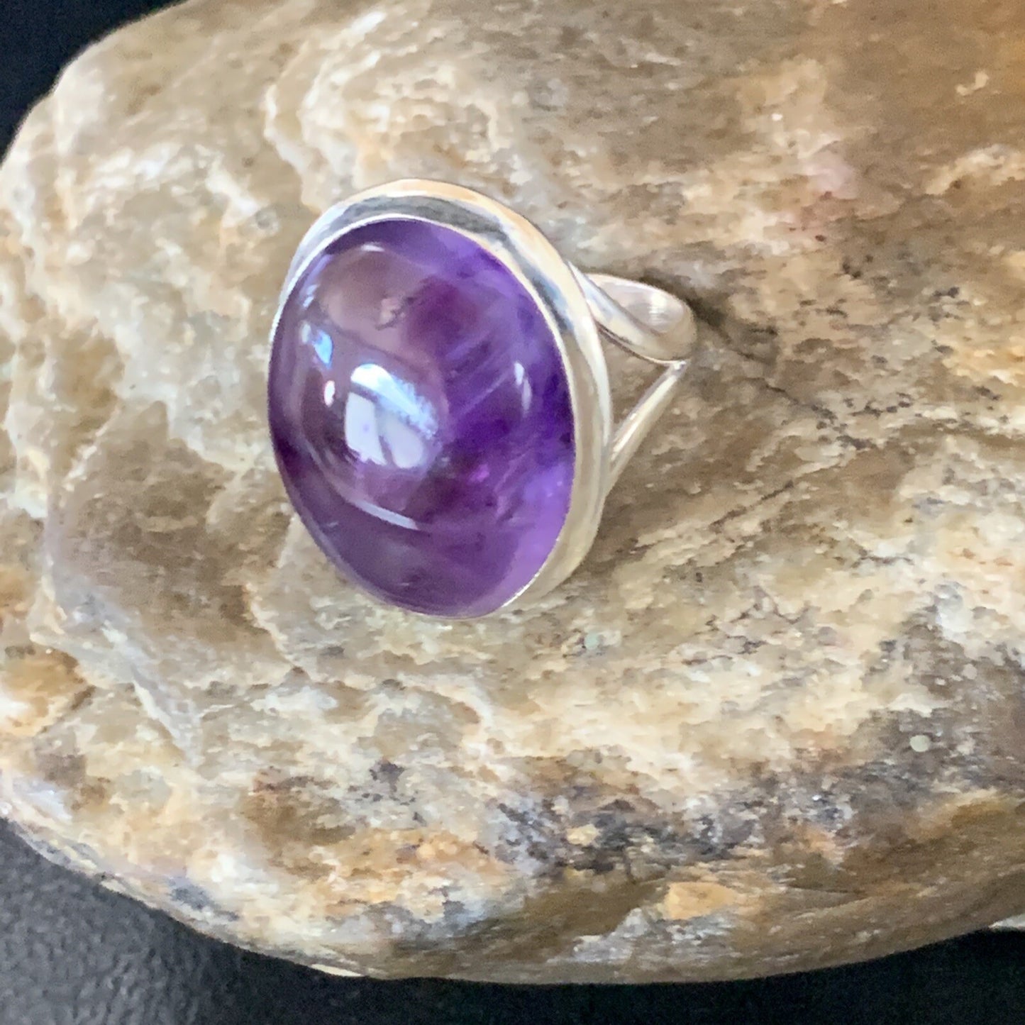 Navajo Purple Amethyst Sterling Silver Ring Size 8.5 12943