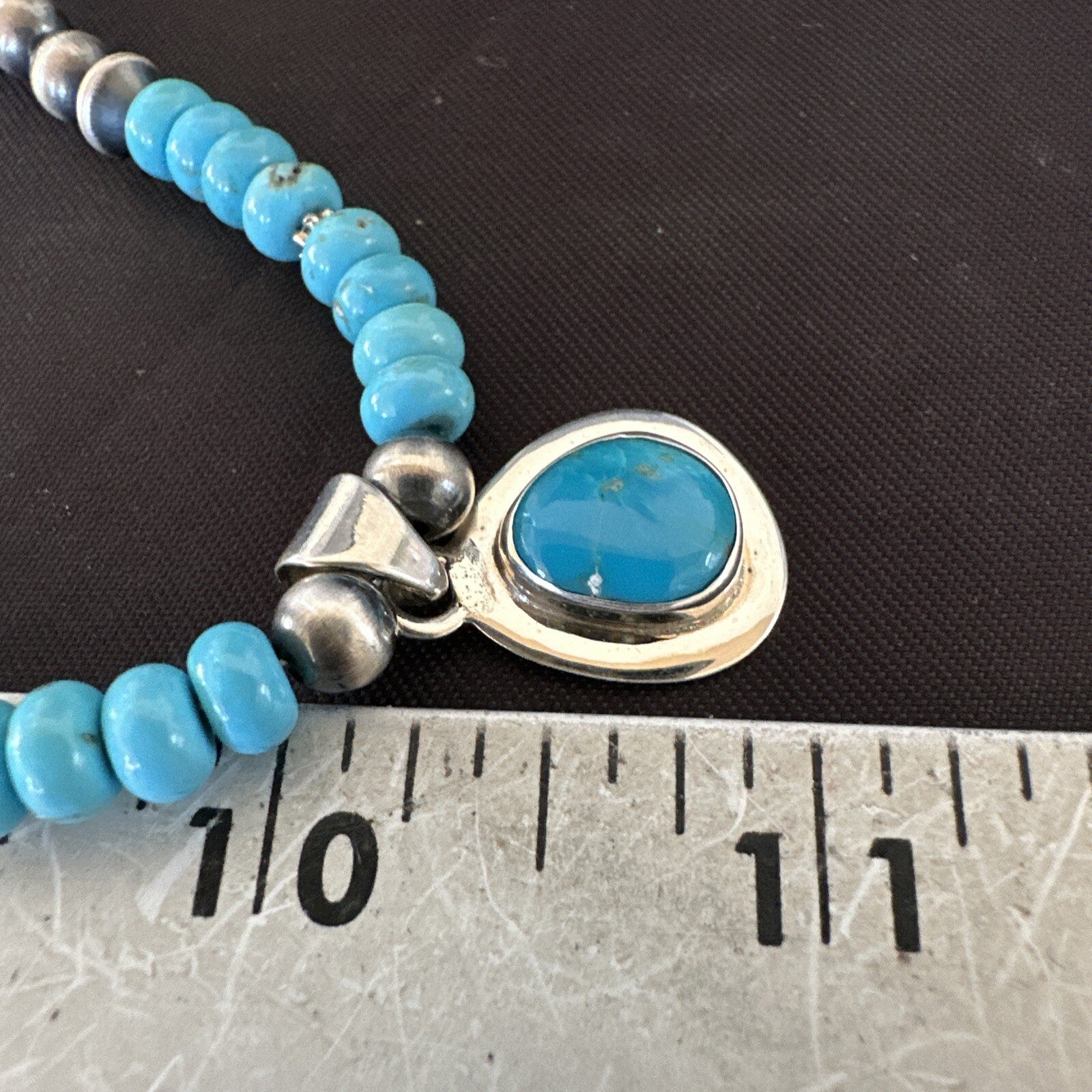WoMens Blue Kingman Turquoise Pendant Navajo Sterling Silver Necklace 21" 18426