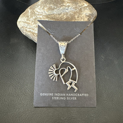 Native American Indian Kokopelli Navajo Sterling Silver Pendant 17966