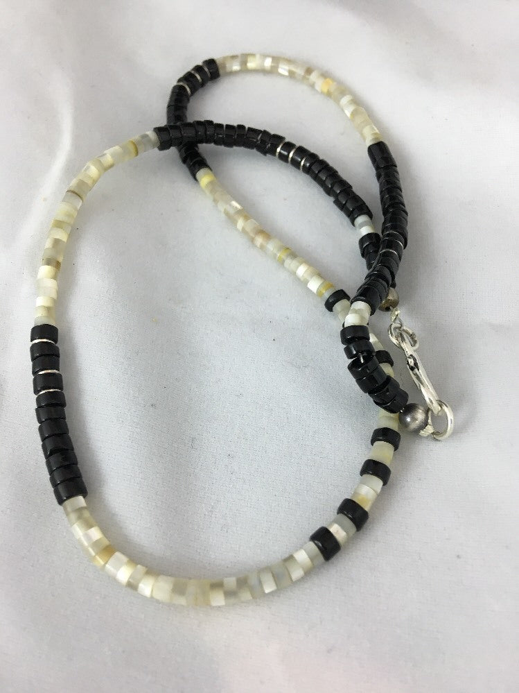 Handmade Native American Black Onyx Sterling Silver Men's Necklace 10052