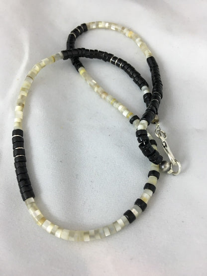Handmade Native American Black Onyx Sterling Silver Men's Necklace 10052