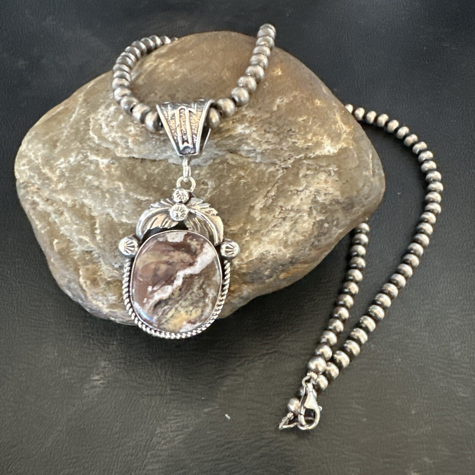 Mens Womens Wild Horse Turquoise Pendant Navajo Sterling Silver Necklace 17801