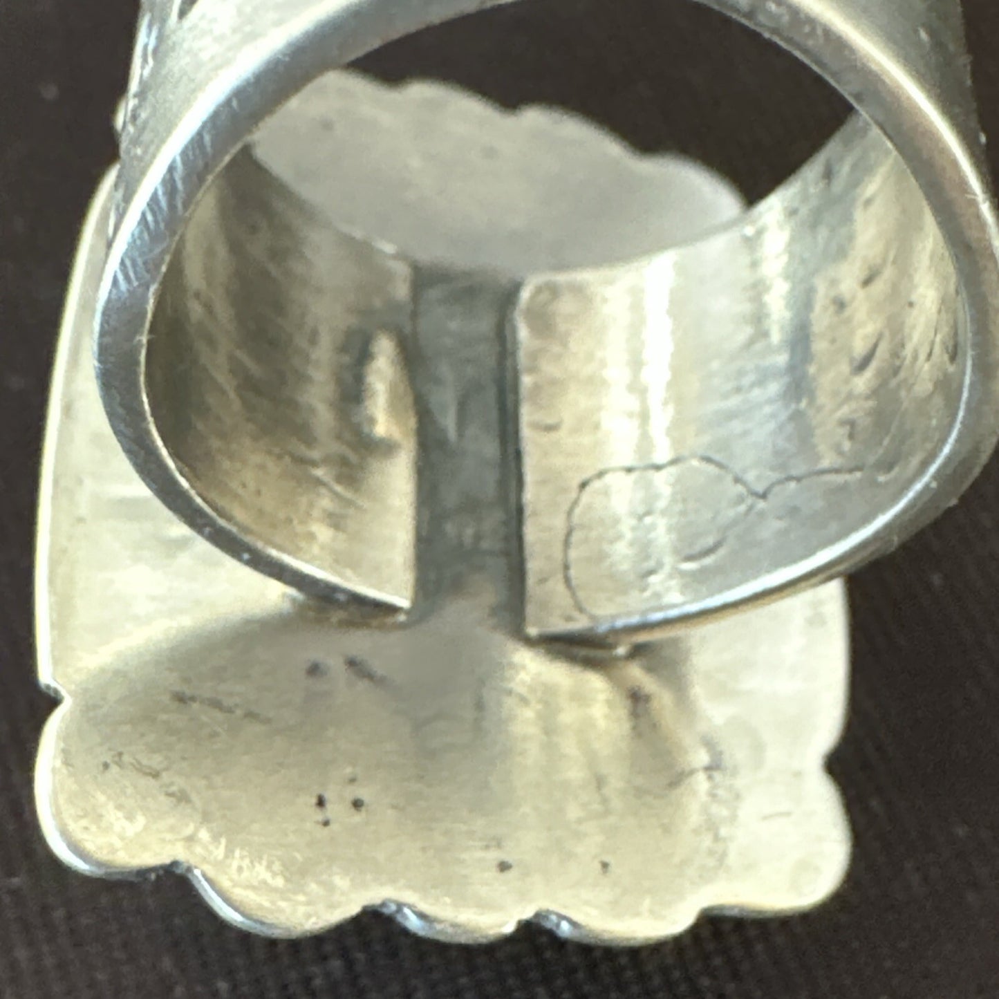 White Buffalo Turquoise Navajo Sterling Silver Ring Size 8 18776