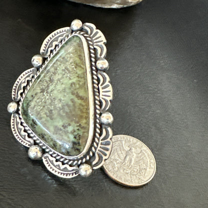 H Joe Mens Womens Navajo Sterling Silver Green Turquoise Ring Size 9 19357