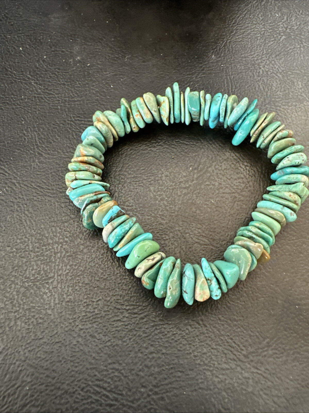 Mens Womens Blue Green Turquoise Stretch Stone Friendship Bracelet 7" 18856