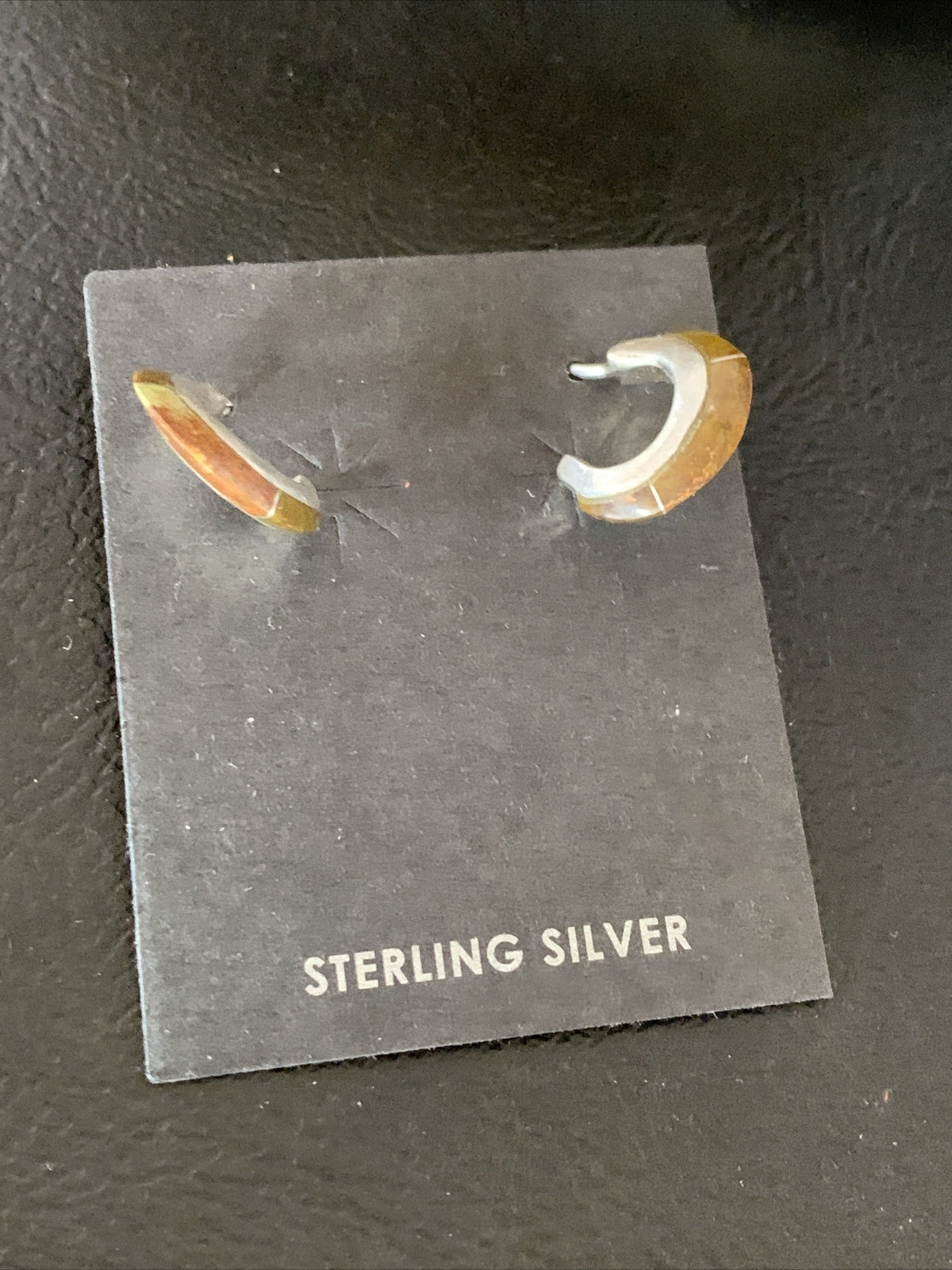 Pava Shell Minimalist Navajo Sterling Silver Inlay Earrings 13068