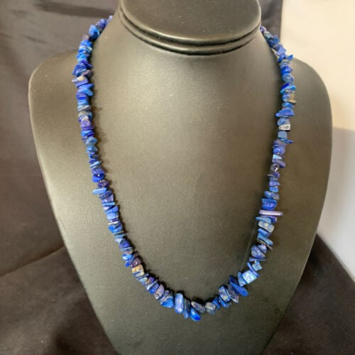 Navajo Lapis Turquoise Coral Beaded Necklace Sterling Silver 7" 13117