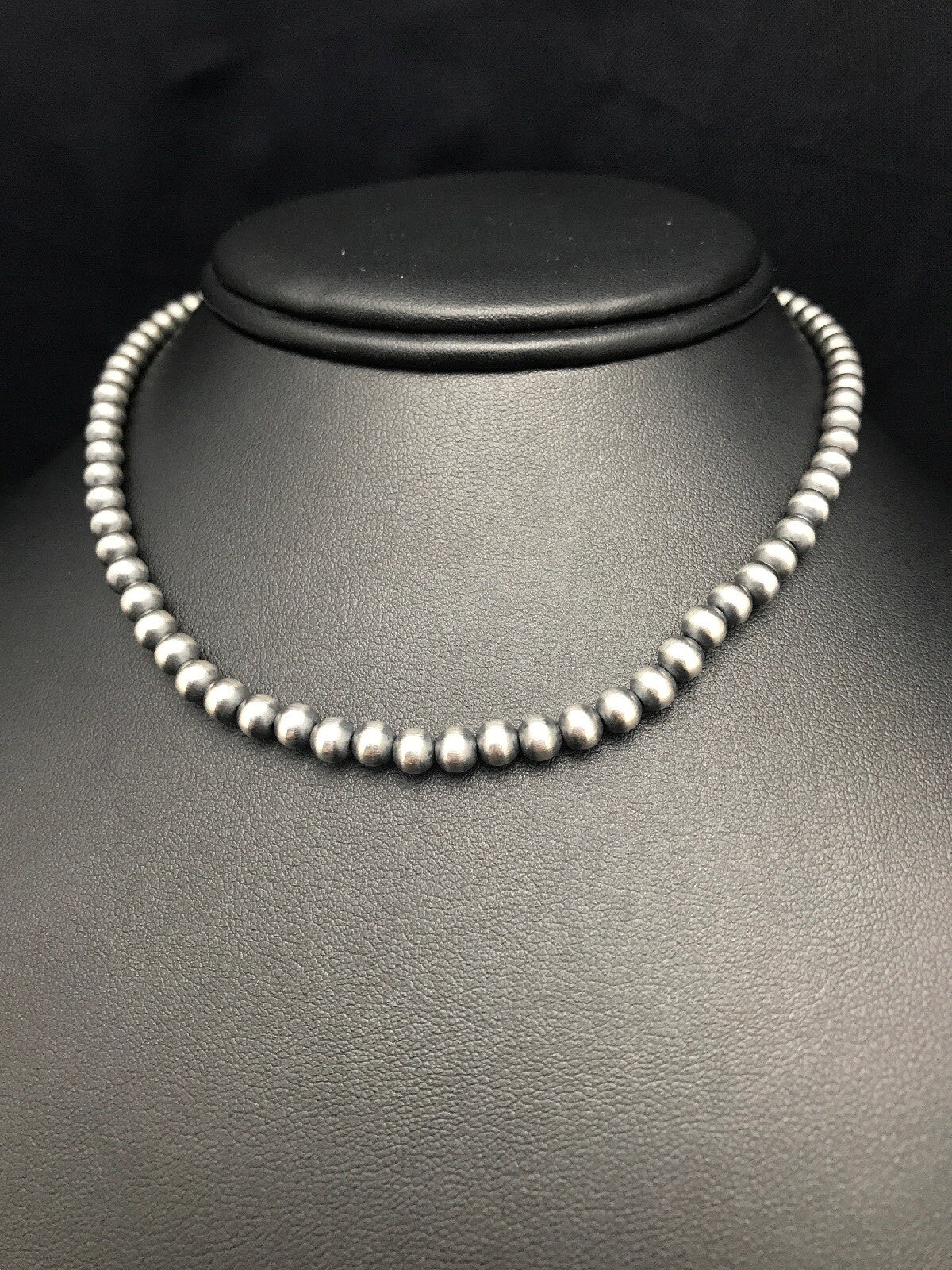 Native Children's Navajo 5 mm Sterling Silver Beads Necklace 12”