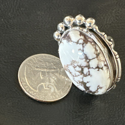 Men’s Womens Wild Horse Turquoise Navajo Sterling Silver Ring Size 7 18011