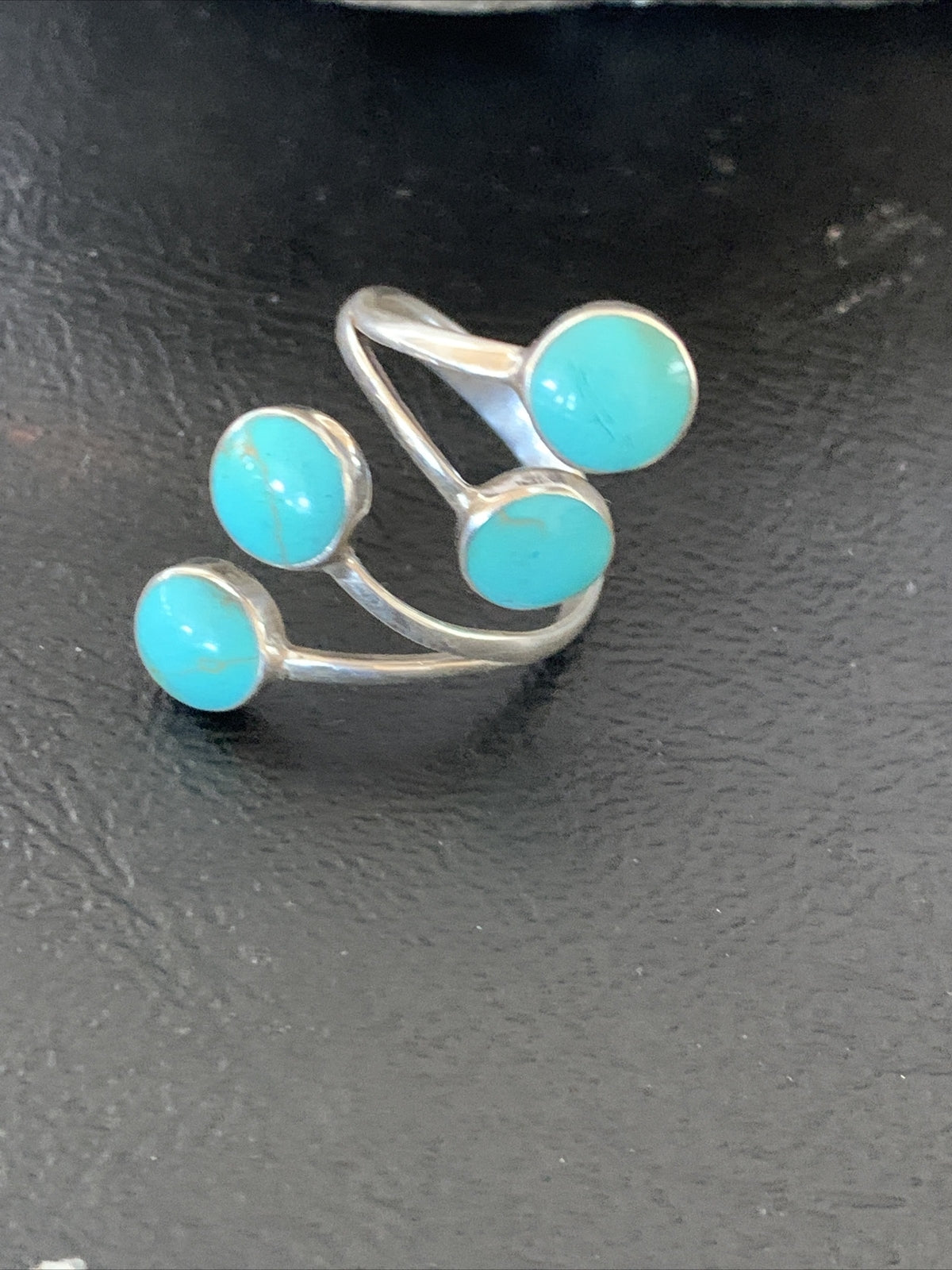 Blue Kingman Turquoise Southwestern Sterling Silver Ring Size 6 19460