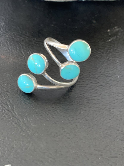Blue Kingman Turquoise Southwestern Sterling Silver Ring Size 6 19460