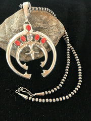 Spiny Oyster Pendant Navajo Squash Blossom Necklace | Sterling Silver | Authentic Native American Handmade | 01209