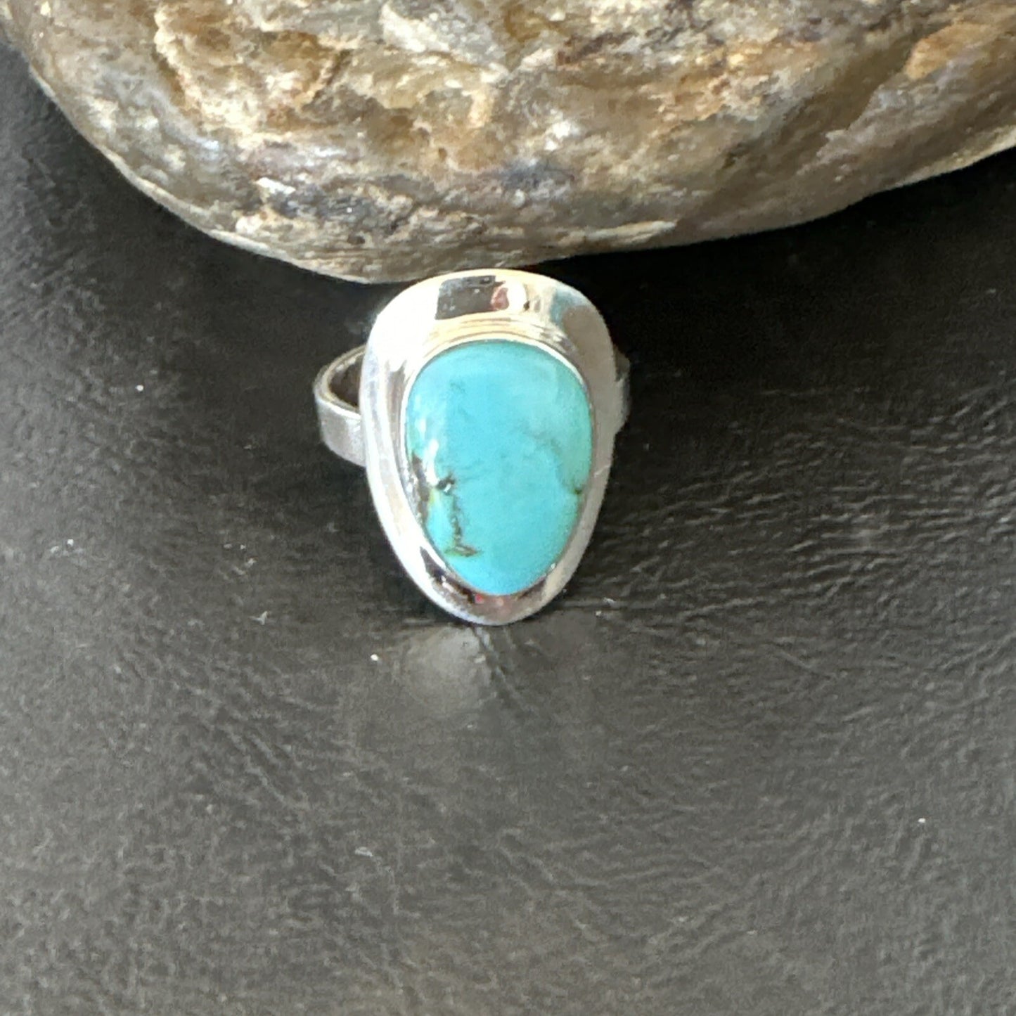 Southwestern Sterling Silver Blue Kingman Turquoise Ring Size 9 18524