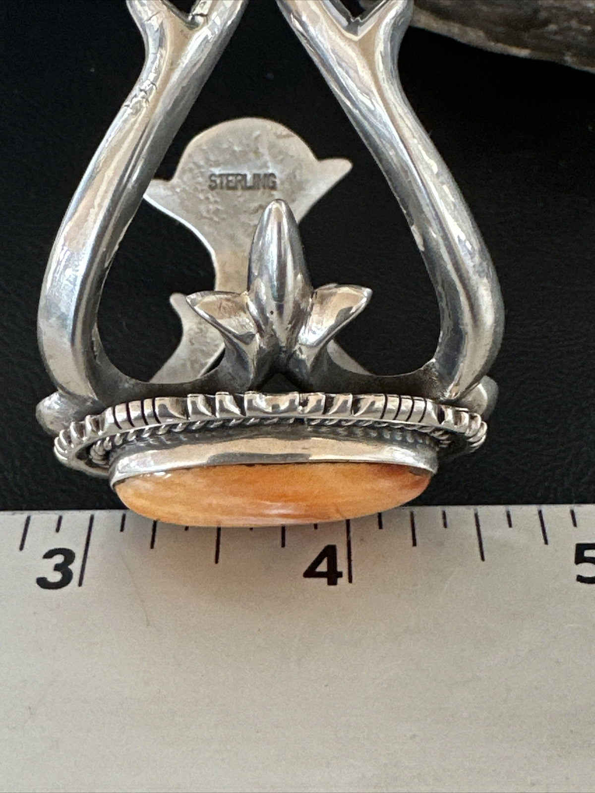 Orange Spiny Oyster Navajo Sterling Silver Cuff Bracelet 17703