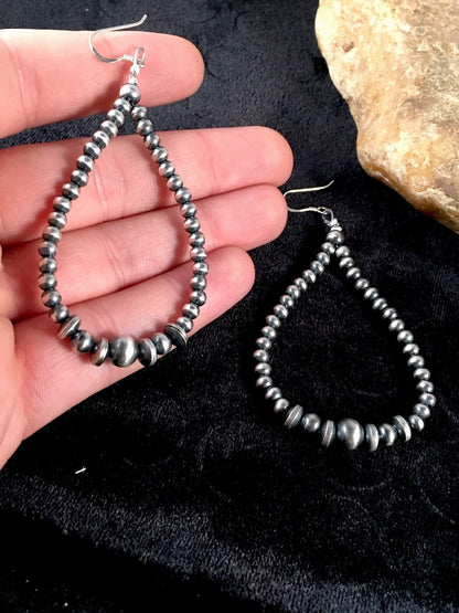 Native American Bead Sterling Silver Earrings 10091