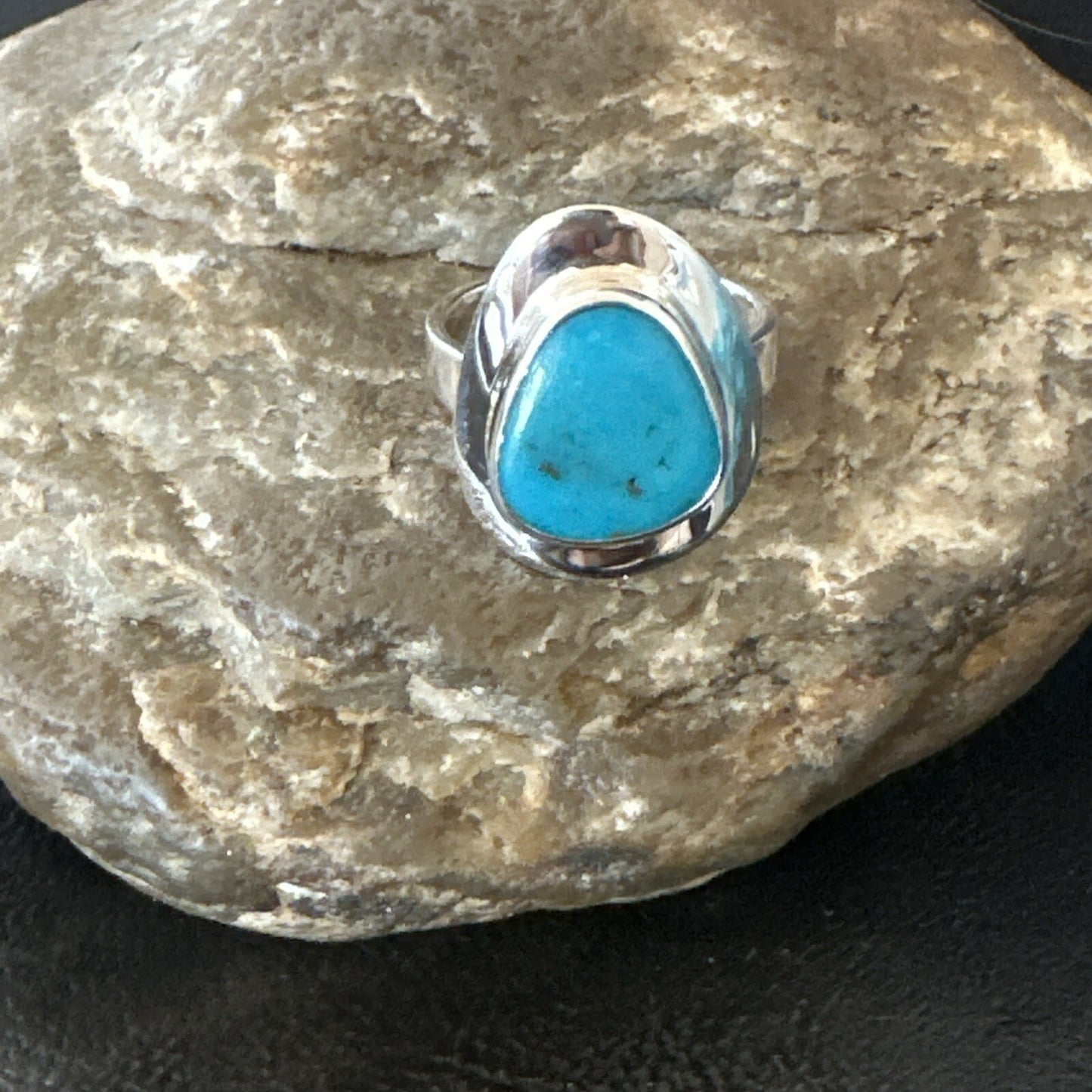 Southwestern Sterling Silver Blue Kingman Turquoise Ring Size 7 18505