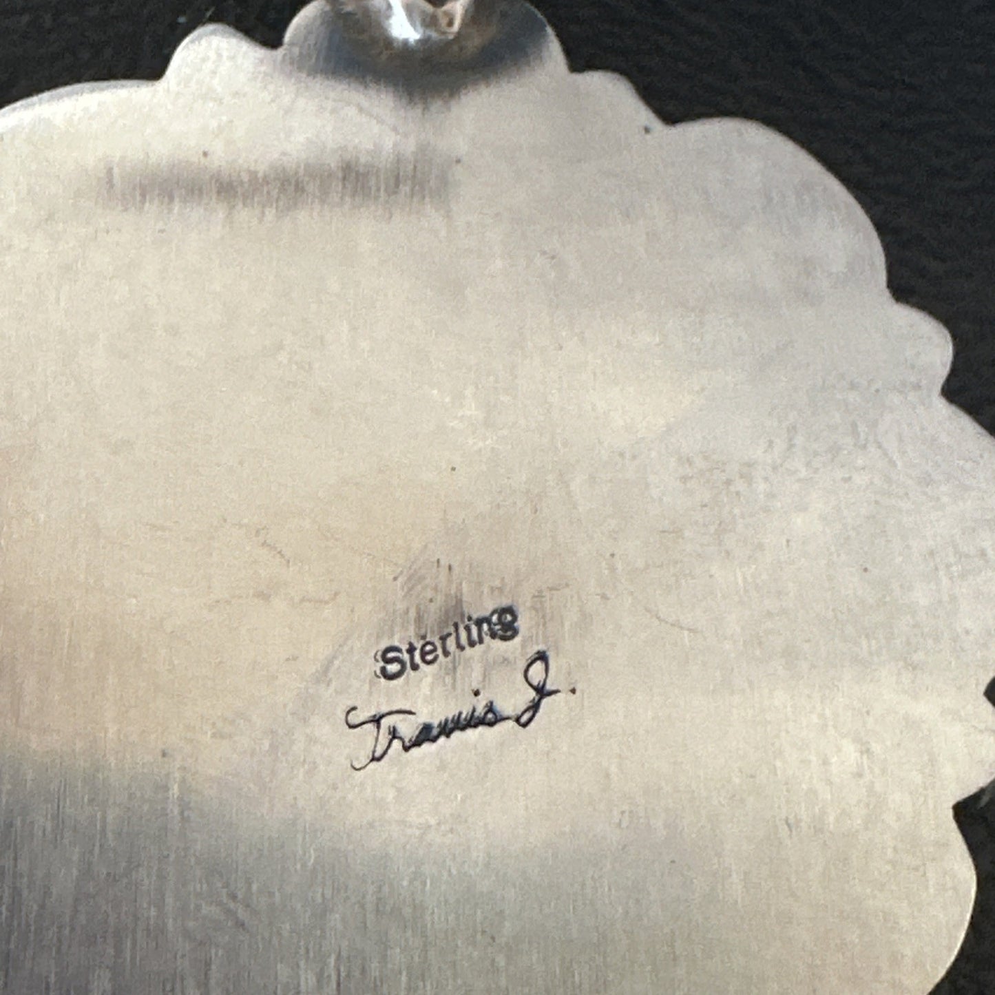 White Buffalo Turquoise Cluster Pendant Navajo Sterling Silver Necklace 19271