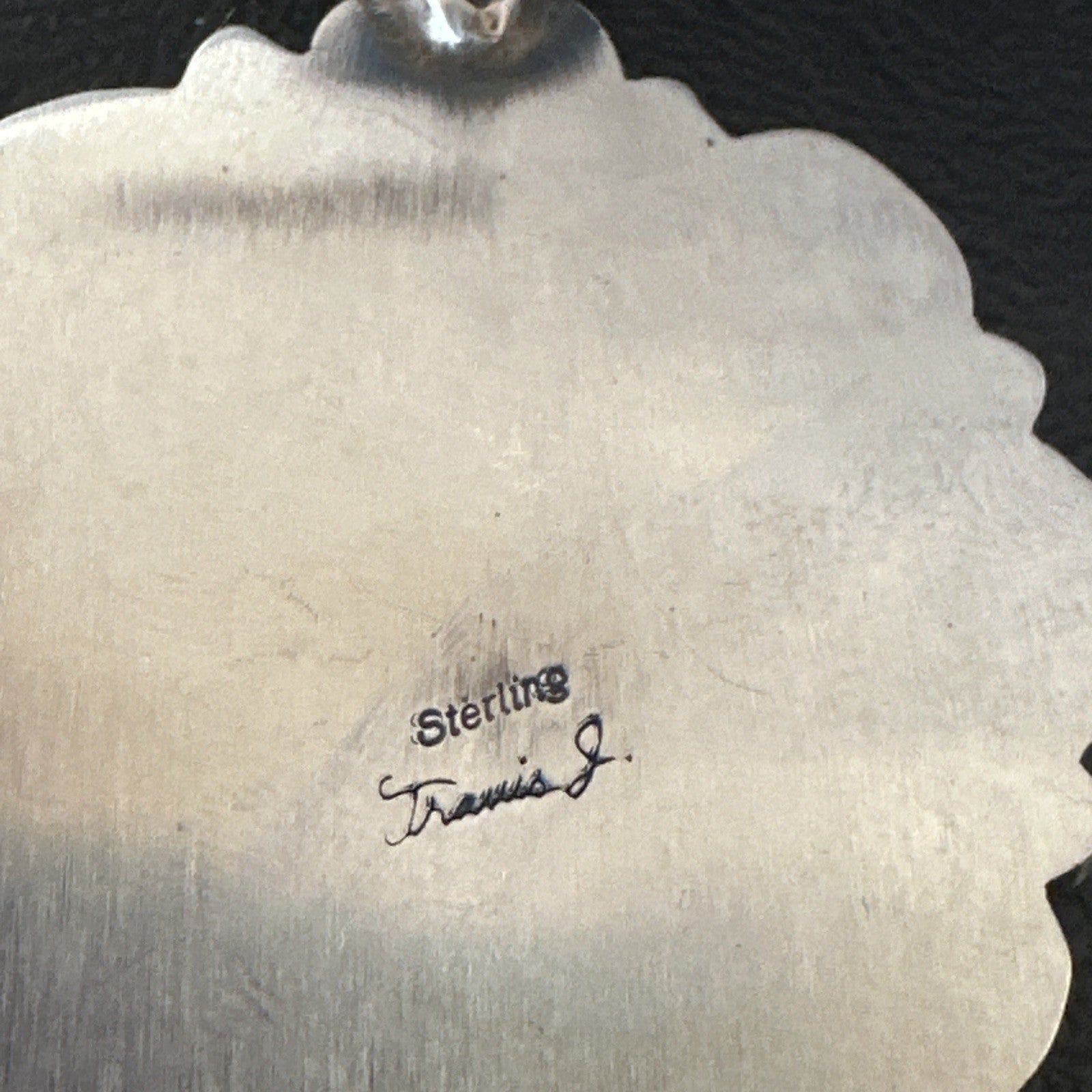 White Buffalo Turquoise Cluster Pendant Navajo Sterling Silver Necklace 19271