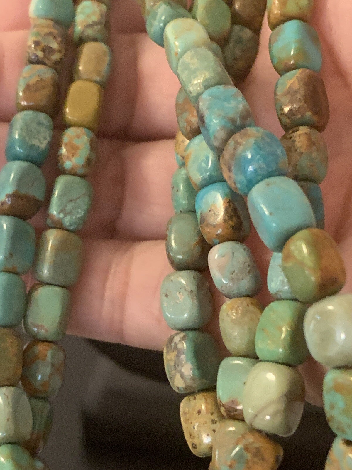 Green Turquoise Navajo Pearls Sterling Silver Native American Necklace 00611