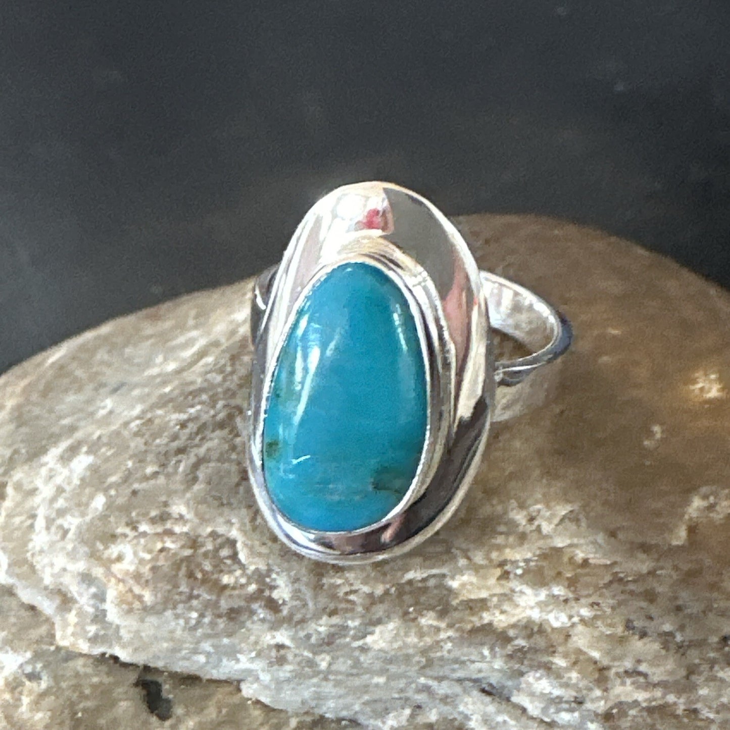 WoMens Sterling Silver Blue Kingman Turquoise Ring Size 8.5 17728