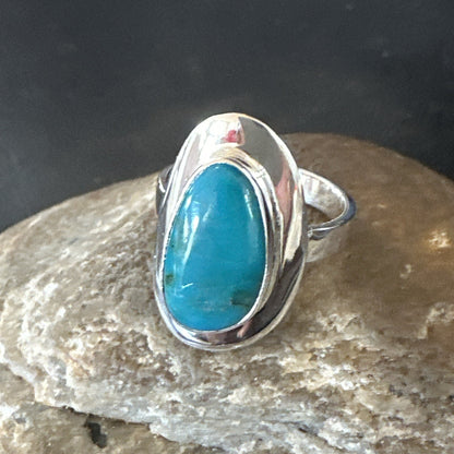 WoMens Sterling Silver Blue Kingman Turquoise Ring Size 8.5 17728