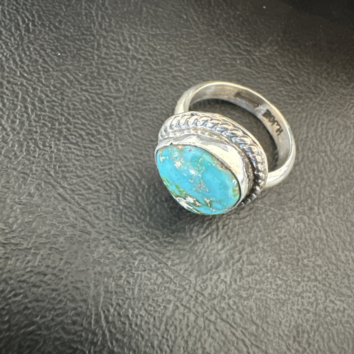 Womens Blue Sonoran Turquoise Navajo Sterling Silver Ring Size 9 18001