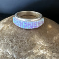 Pink Opal Navajo Band Inlay Ring Size 6 | Sterling Silver | Authentic Native American Handmade | 18783