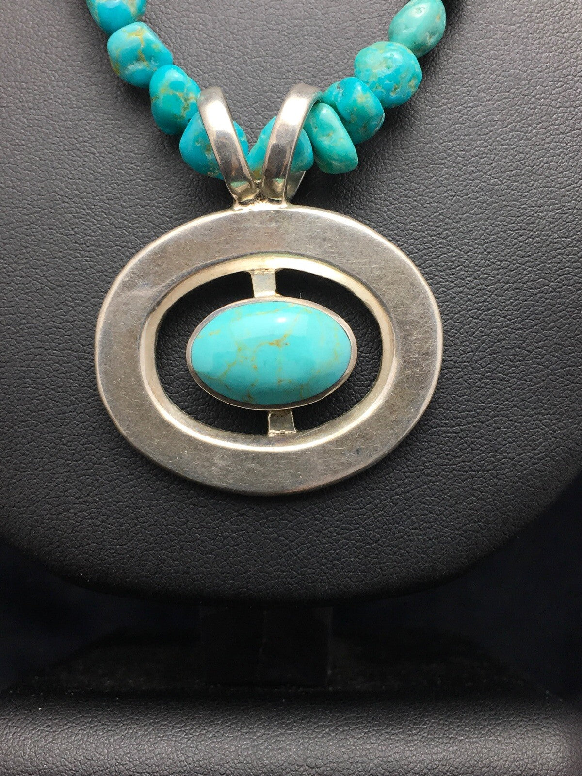 Native Turquoise Nugget Sterling Silver Necklace Earring & Bracelet 3145