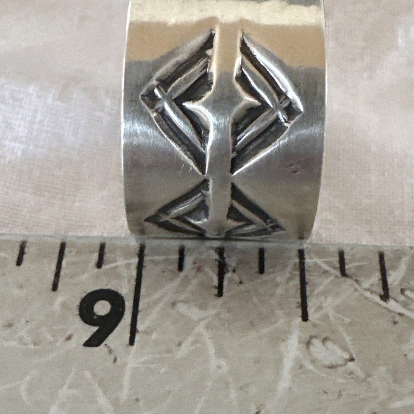 Mens Women Wedding Wide Band Navajo Stamped Sterling Silver Ring Size 10 19018