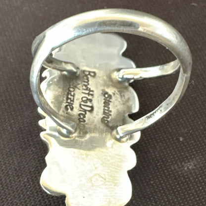 Blue Kingman Turquoise Native American Navajo Sterling Silver Ring Size 8 18634
