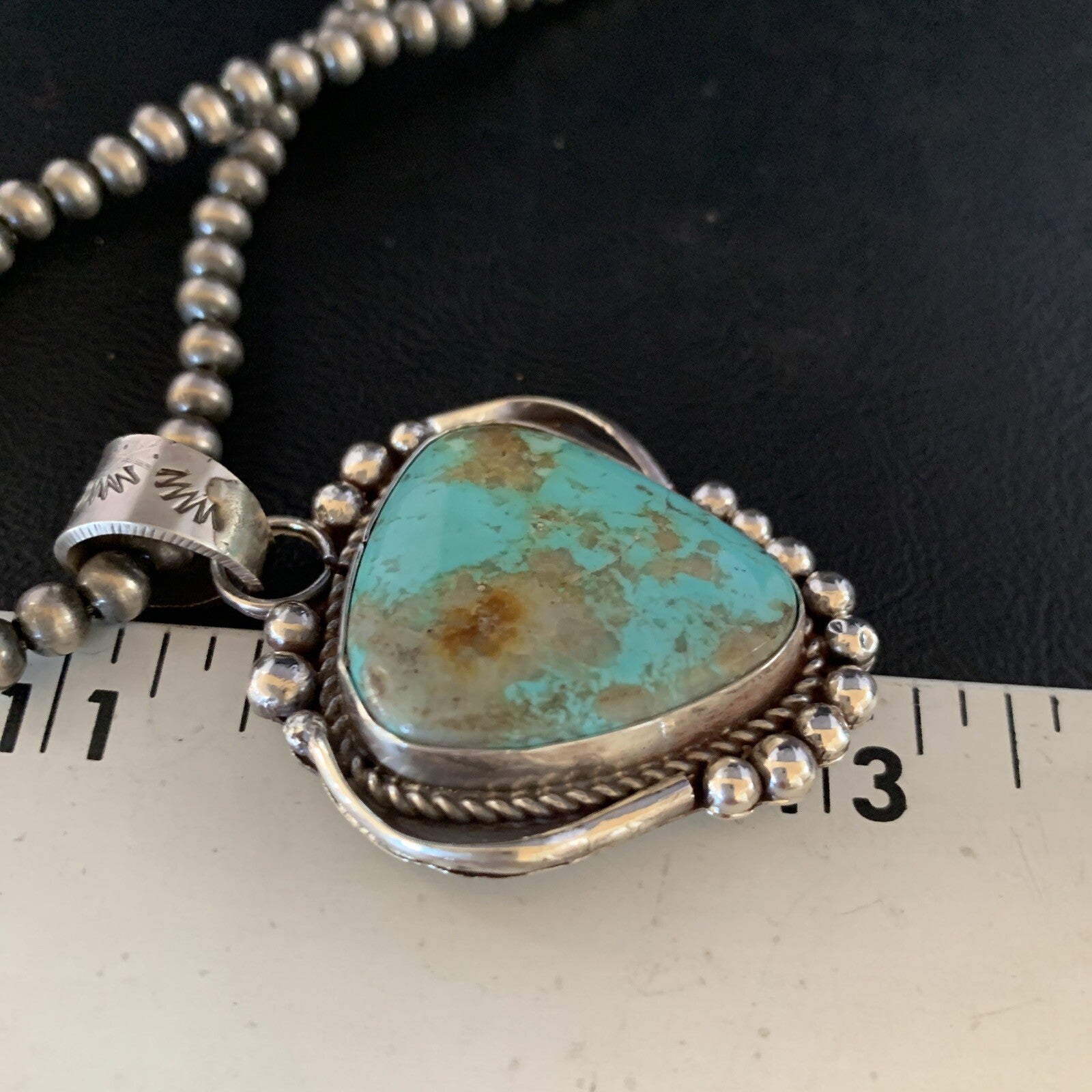 Mens Navajo Sterling Blue Turquoise#8 Necklace Pendant Nat American 13664N