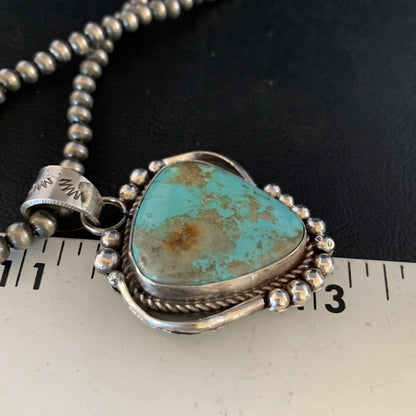 Mens Navajo Sterling Blue Turquoise#8 Necklace Pendant Nat American 13664N