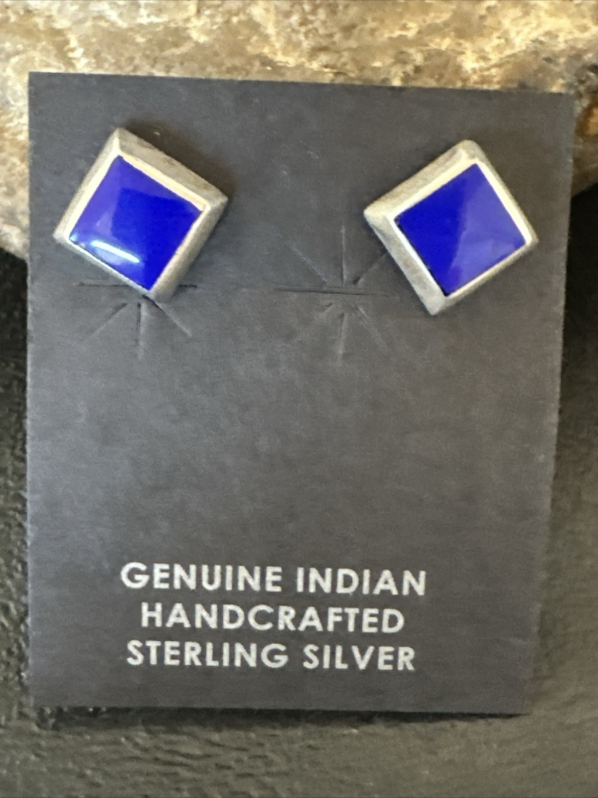Blue Lapis Sterling Silver  Post Stud Earrings 0.25" 1063