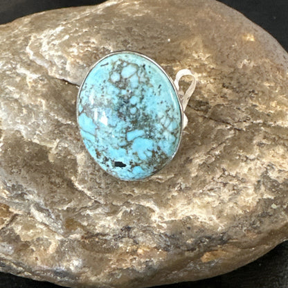 Blue Turquoise#8 Southwestern Sterling Silver Ring Size 8 19747