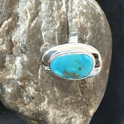 Southwestern Sterling Silver Blue Kingman Turquoise Ring Size 8 18518