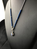 Girls Opal Pendant Lapis Beads Necklace 15" | Sterling Silver | Authentic Native American Handmade | 10124