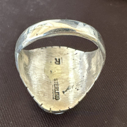 Mens Wild Horse Turquoise Southwestern Sterling Silver Ring Size 10.5 17794
