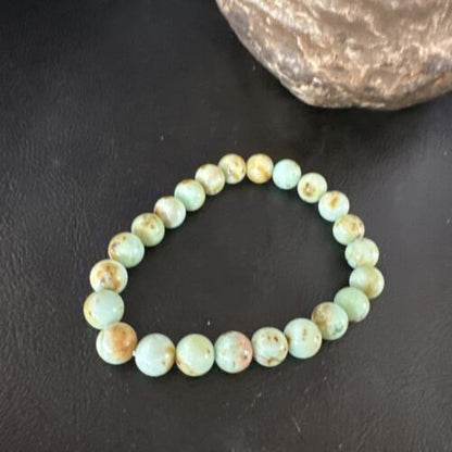 Women's Green Turquoise Stretch Bracelet | 8mm Stone | 7" | Authentic Native American Handmade | 15243