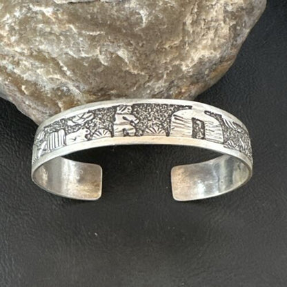Navajo Stamped Cuff Bracelet | Sterling Silver | Authentic Native American Handmade | 16969