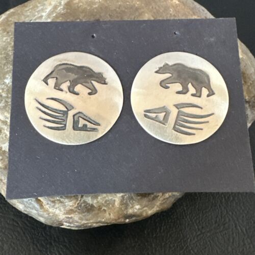Authentic BearPaw Hopi Earrings | Sterling Silver | Native American Handmade | 16822