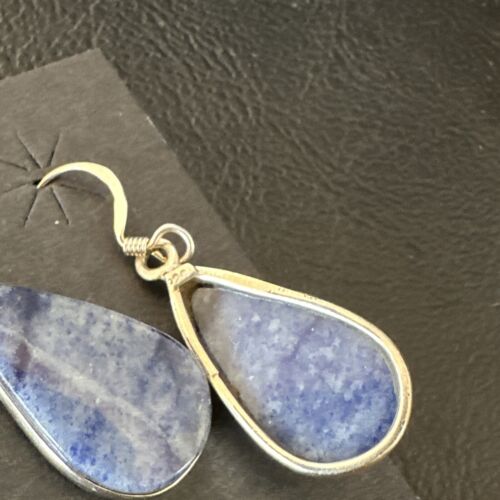 Blue Denim Lapis Dangle Earrings | Sterling Silver | 1" | 15807