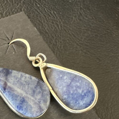 Blue Denim Lapis Dangle Earrings | Sterling Silver | 1" | 15807