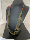 Navajo Sterling Silver Graduated Turquoise Spiny Bead Necklace | 3 Strand | Authentic Native American Handmade | 00577