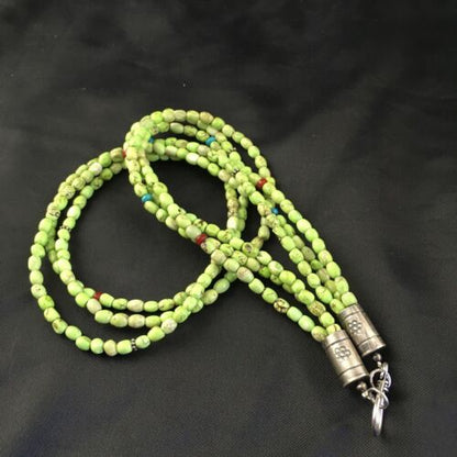 Navajo 3-Strand Green Turquoise Heishi Necklace | Sterling Silver | 19" | Authentic Native American Handmade | 10274