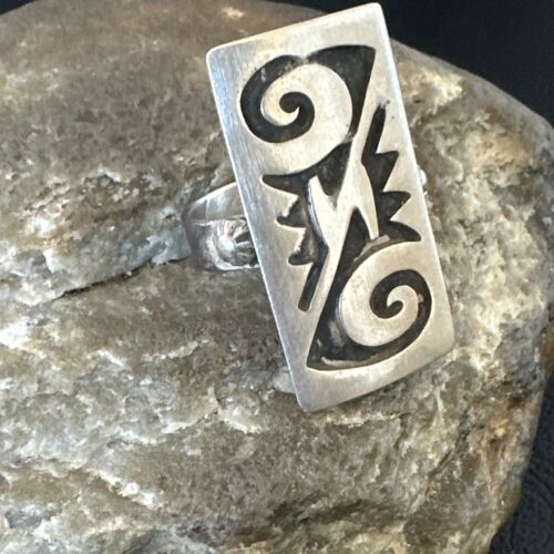 Native American Hopi Rug Design Ring | Sterling Silver | Sz 8.5 | 16334