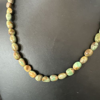 Navajo Green Royston Turquoise Bead Necklace | Sterling Silver Pearls | 18" | Authentic Native American | 15320 - Masha USA