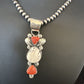 Navajo White Buffalo Coral Necklace | Sterling Silver | Native American Handmade | 15450