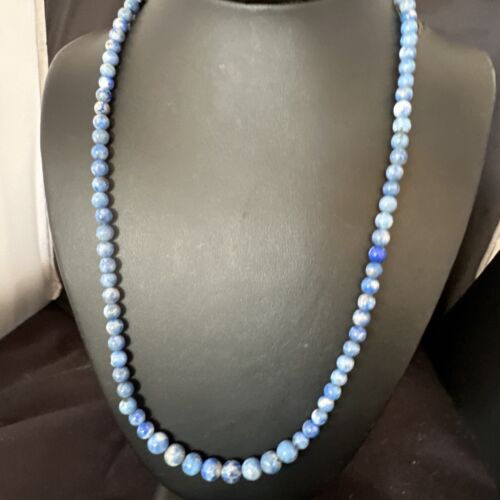 Blue Denim Lapis Graduated Navajo Sterling Silver Necklace | Authentic Native American | 22" | 16550